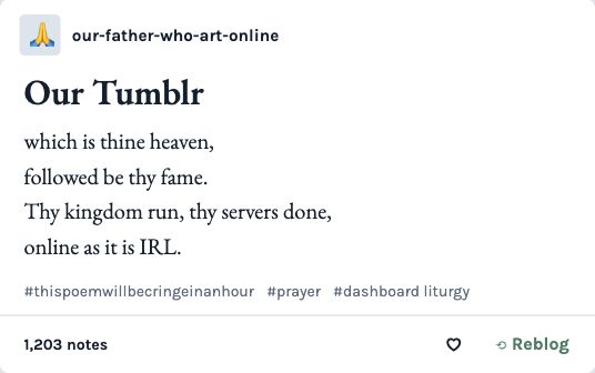 Our Tumblr prayer dashboard